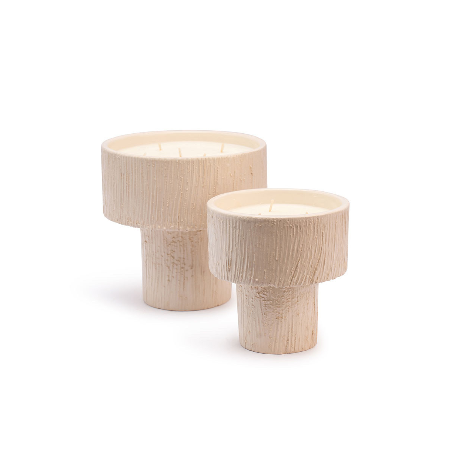 Coupe Striée White Candle – Medium