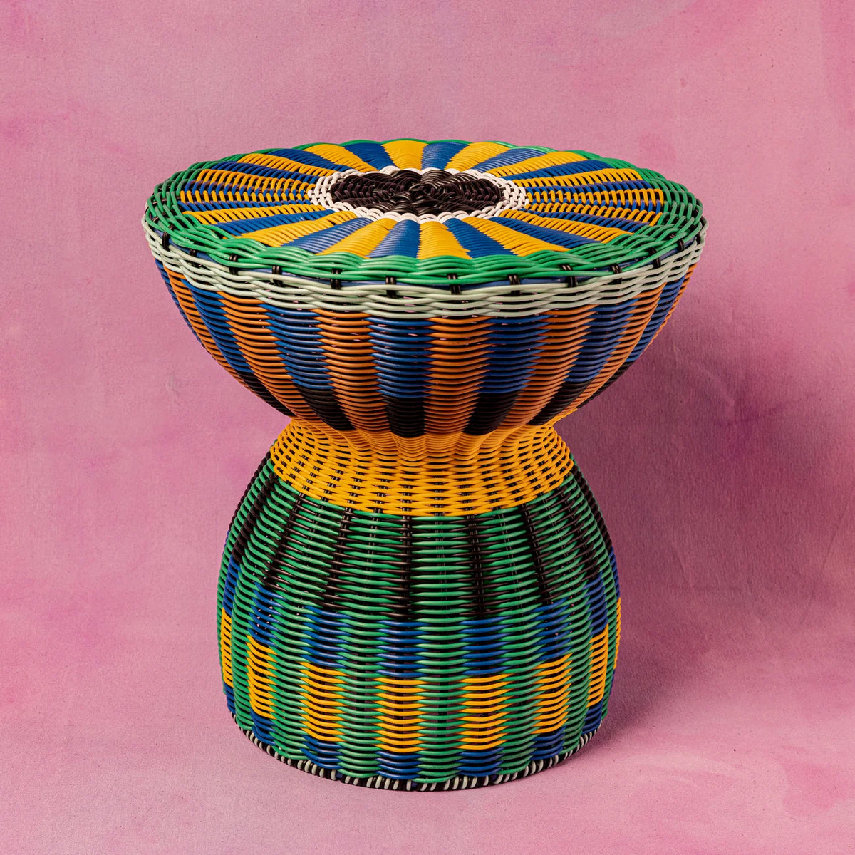 Woven Table - Yellow & Blue