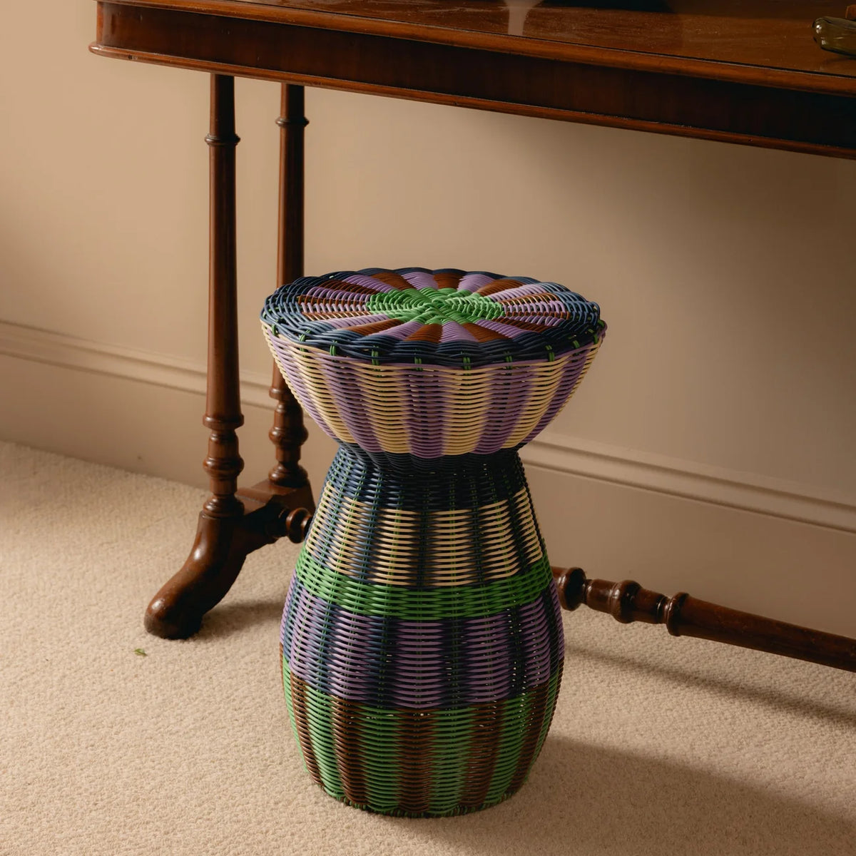Woven Table - Lilac Brown & Green