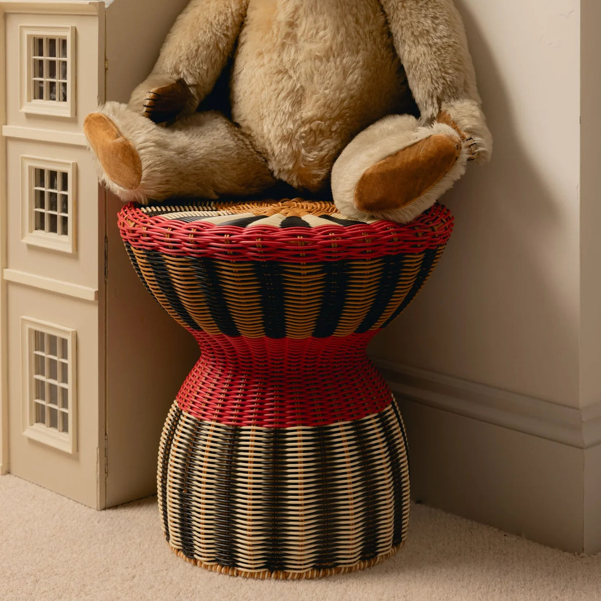 Woven Table - Red Black & Cream