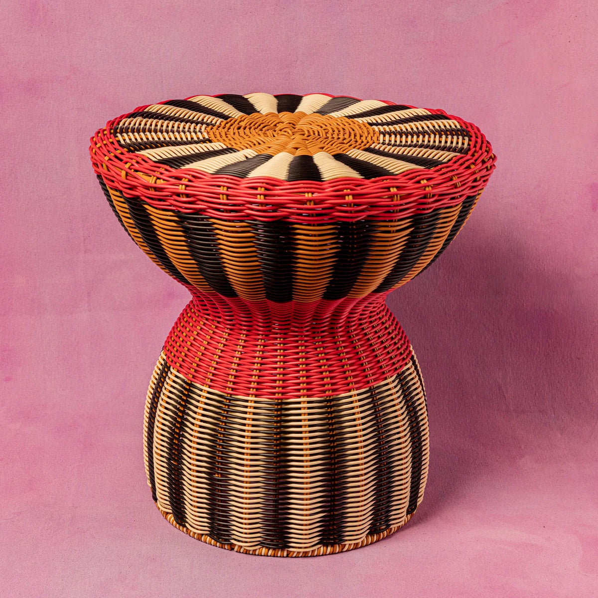 Woven Table - Red Black & Cream