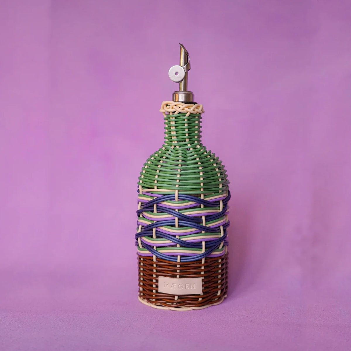 Woven Oil Pourer - Green & Brown
