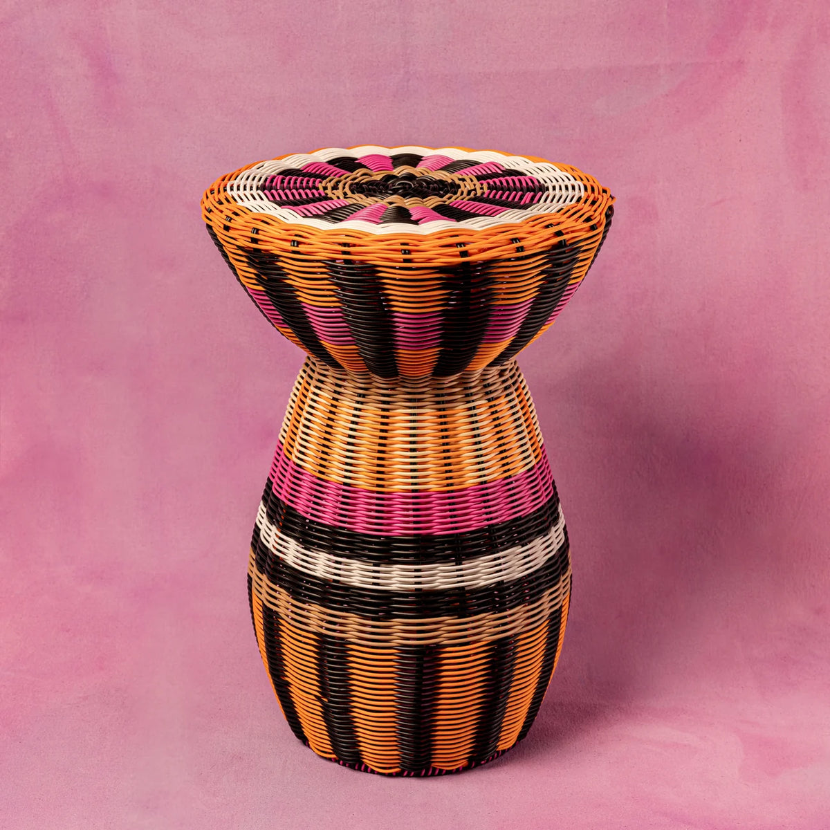 Woven Table - Pink Orange & Black