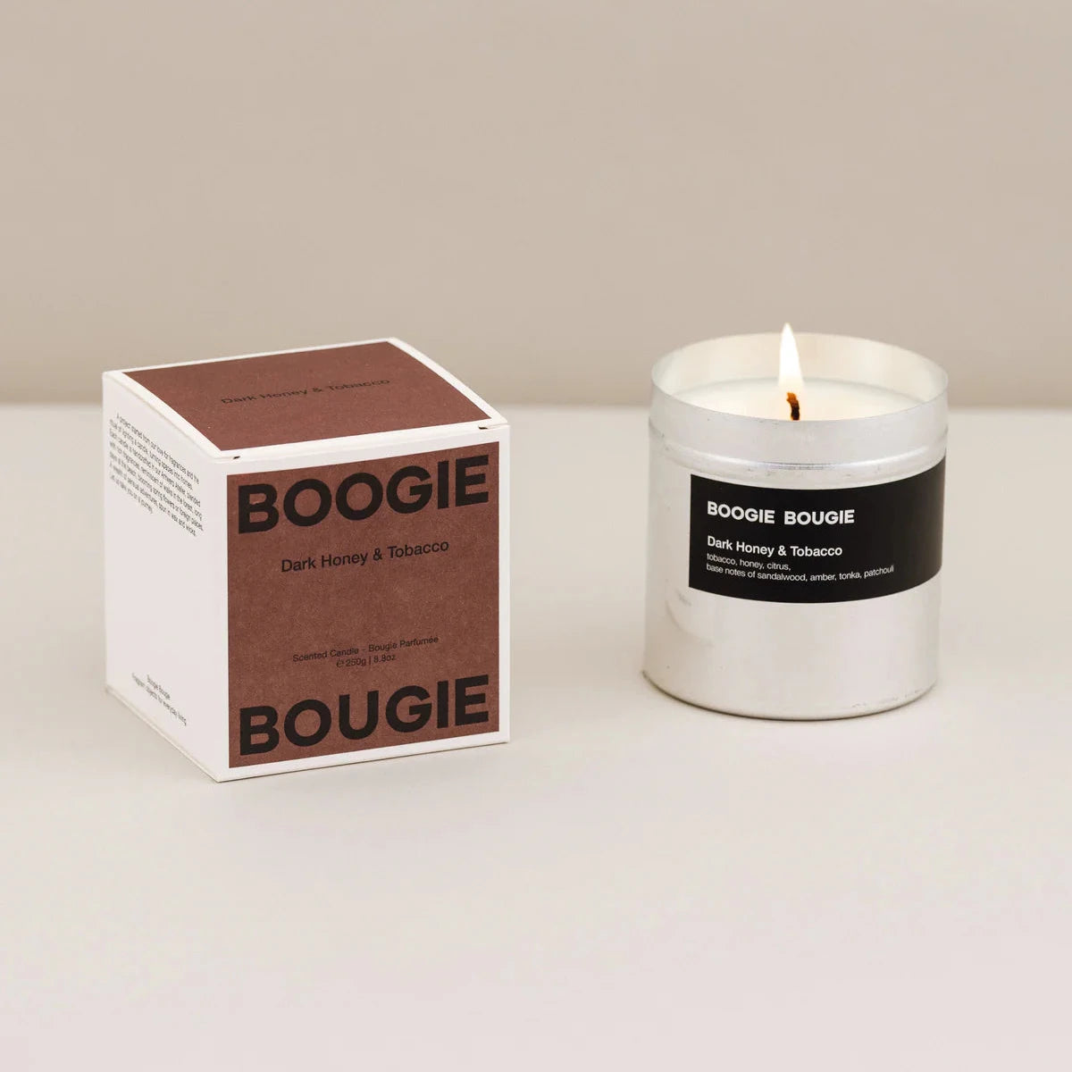 Boogie Bougie – Dark Honey & Tobacco Candle 250g