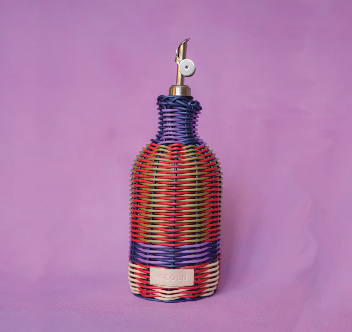 Woven Oil Pourer - Red & Olive
