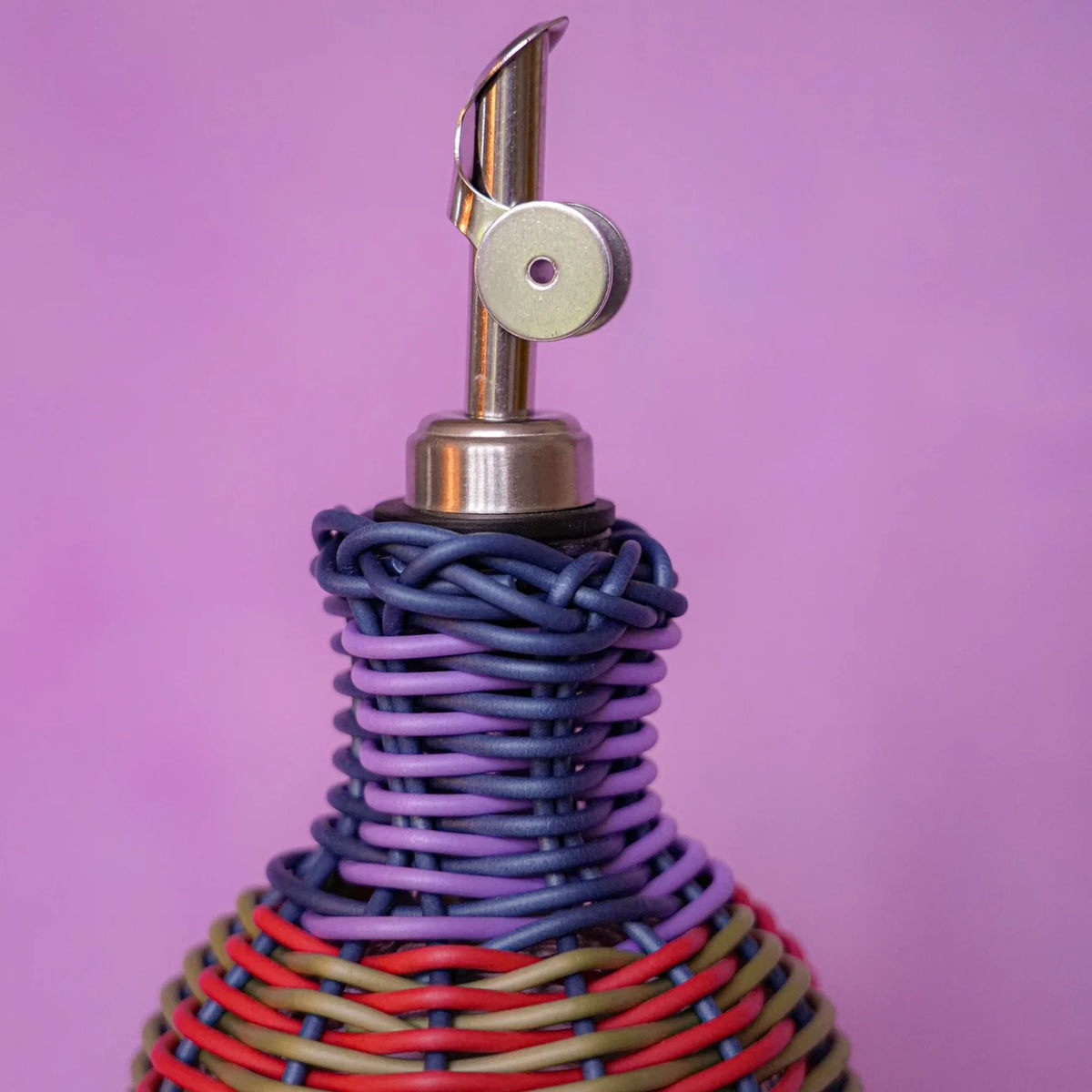 Woven Oil Pourer - Red & Olive